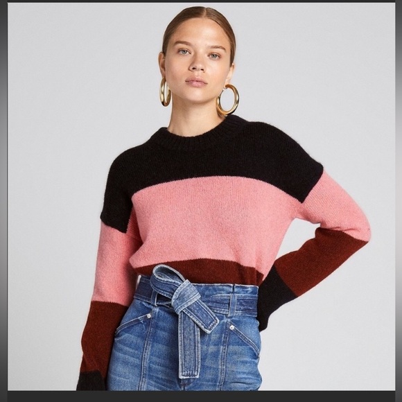 A.L.C. Sweaters - A.l.c. Pink Colorblock Pattern Crew Neck Sweater